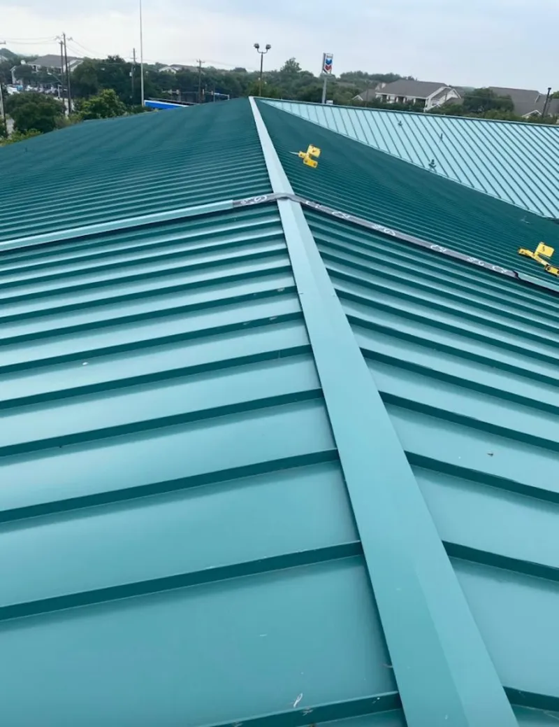 Green commercial metal roof ridge and valley for Metal Roof Repair in Watervliet